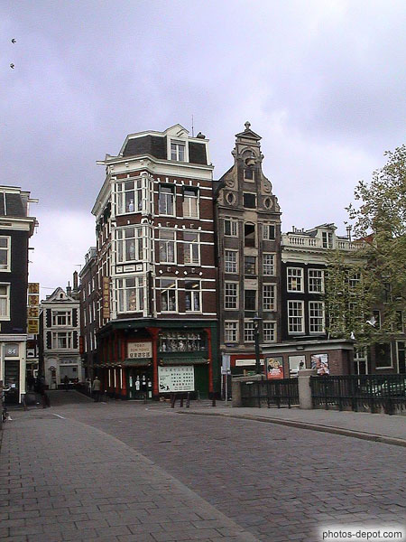 Houses typical penchees Amsterdam photo