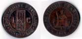 Pi�ce cuivre de 1 c, indochine francaise 1889 / Indochine
